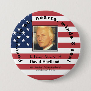Memorial Photo Button with American Flag HAMbWG
