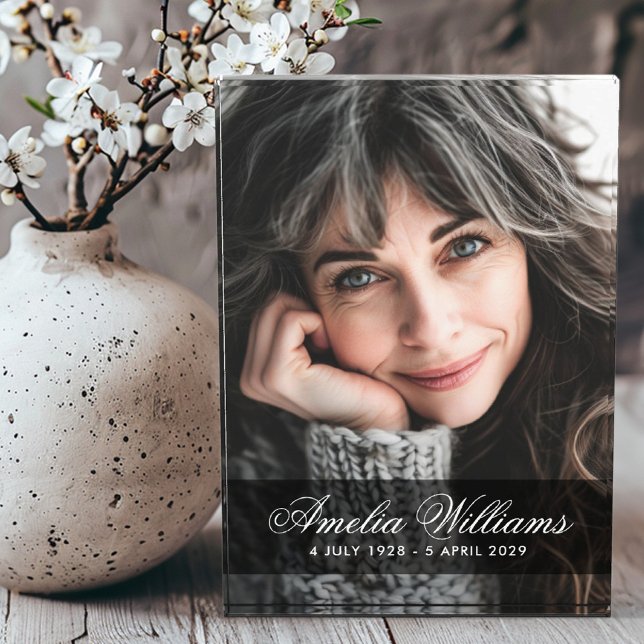 Memorial photo calligraphy script name dates block (Memorial photo calligraphy script name dates)