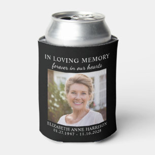 Memorial Photo Celebration of Life Black Can Cooler