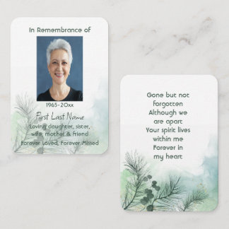 Memorial Photo Celebration of Life Keepsake Business Card