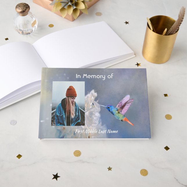Memorial Photo Celebration of Life Keepsake  Guest Book (Front Open)