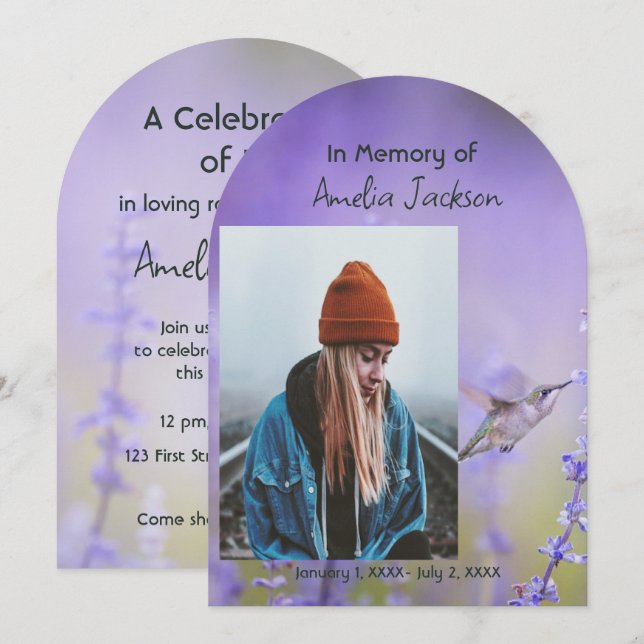 Memorial Photo Celebration of Life Keepsake  Invitation (Front/Back)