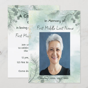 Memorial Photo Celebration of Life Keepsake  Invitation
