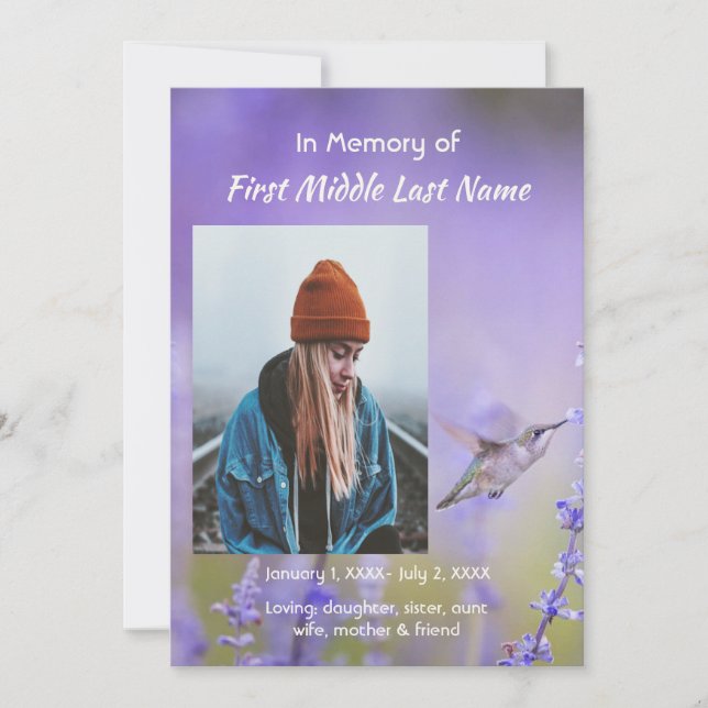 Memorial Photo Celebration of Life Keepsake  Invitation (Front)