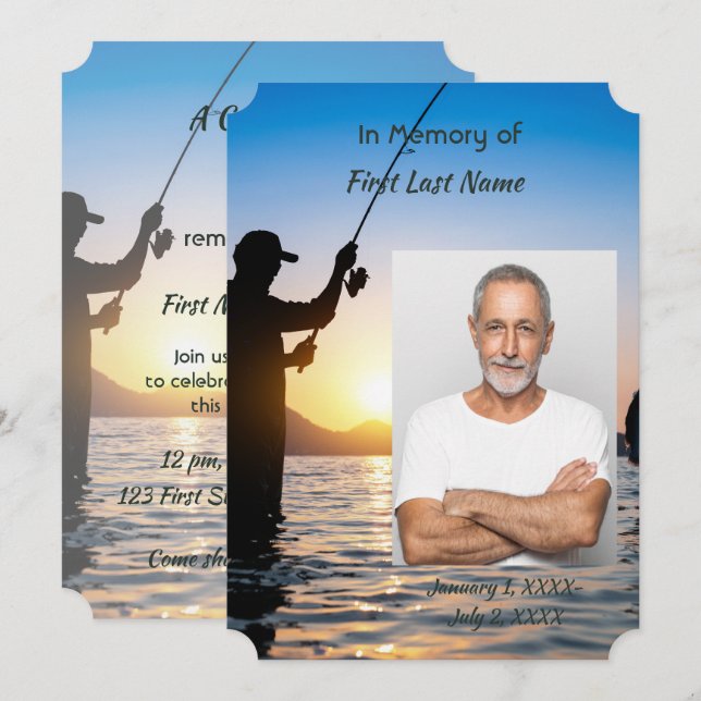 Memorial Photo Celebration of Life Service Invite (Front/Back)