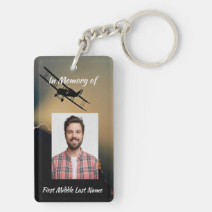 Memorial Photo Christian Pilot Aeroplane Flying Key Ring