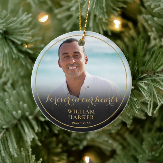 Memorial Photo Christmas Remembrance Ceramic Tree Decoration (Tree)