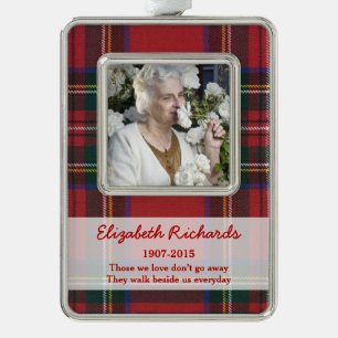 Memorial Photo Christmas Royal Stuart Tartan Silver Plated Framed Ornament