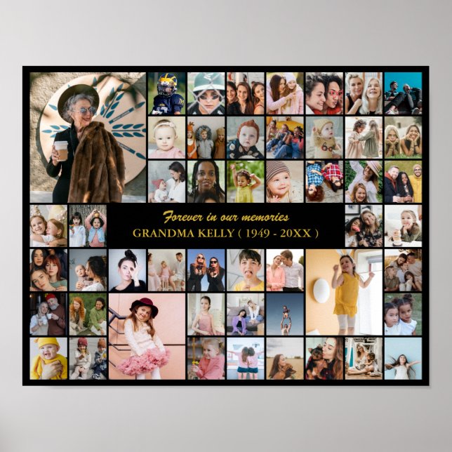 Memorial Photo Collage 50 Picture In Loving Memory Poster (Front)