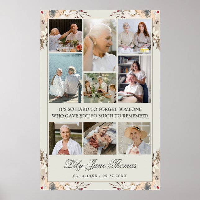 Memorial Photo Collage Funeral Sympathy Poster (Front)