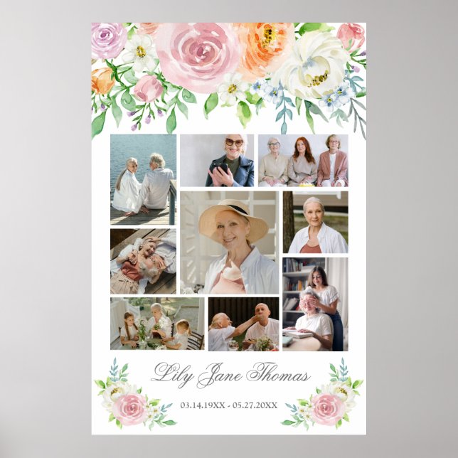 Memorial Photo Collage Funeral Sympathy Poster (Front)