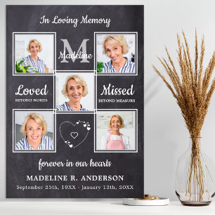 Memorial Photo Collage In Loving Memory Funeral Poster