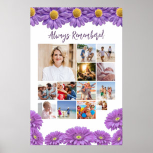 Memorial Photo Collage Purple Gerberas Poster 