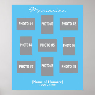 Memorial photo collage with colour background poster