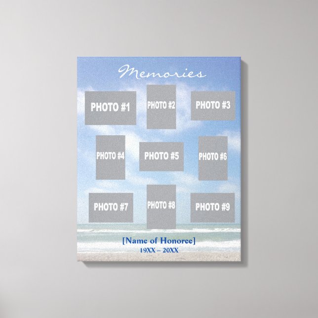 Memorial photo collage with ocean background canvas print (Front)