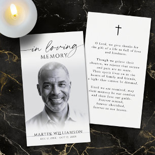 Memorial Photo Cross Simple Sympathy Prayer Card