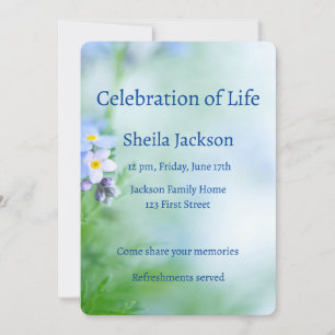 Memorial Photo Custom Forget-me-not Flowers Invitation