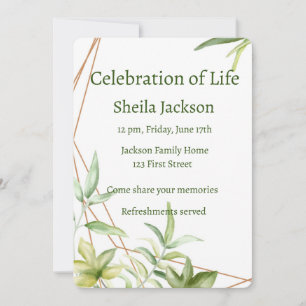 Memorial Photo Custom Greenery Foliage Plants art Invitation