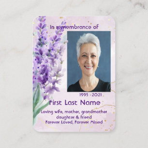 Memorial Photo Custom Lavender garden flower  Business Card