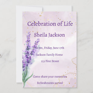 Memorial Photo Custom Lavender garden flower Invitation