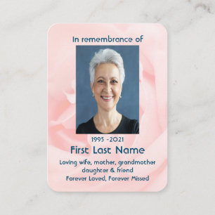 Memorial Photo Custom Pink Rose Flower Garden Business Card