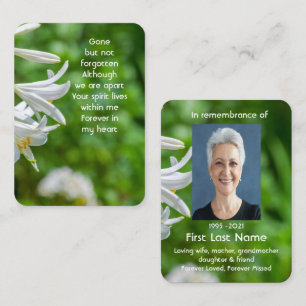 Memorial Photo Custom White Lily Garden Flowers Business Card