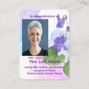 Memorial Photo Custom Wild Violet Garden Flower  Business Card