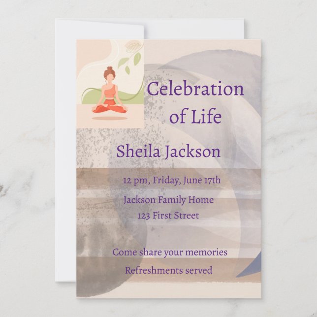 Memorial Photo Custom Yoga Fitness Meditation Invitation (Front)