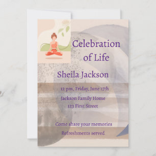 Memorial Photo Custom Yoga Fitness Meditation Invitation