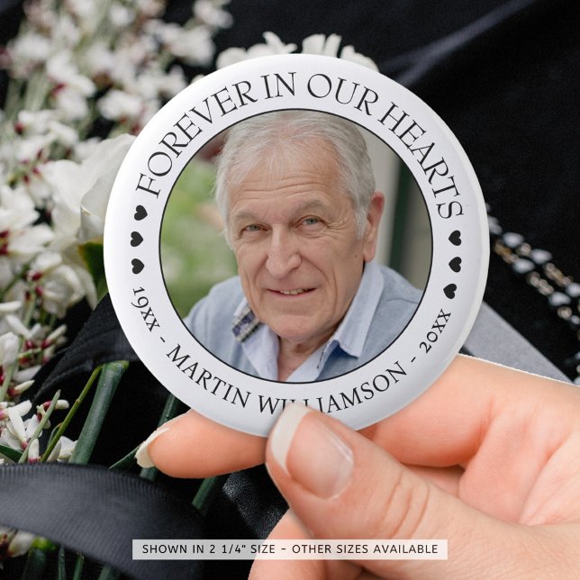 Memorial Photo Forever In Our Hearts 6 Cm Round Badge (Creator Uploaded)