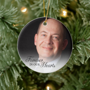 Memorial Photo Forever In Our Hearts Father Ceramic Tree Decoration