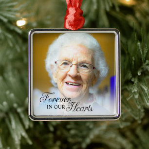 Memorial Photo Forever In Our Hearts Grandmother Metal Tree Decoration