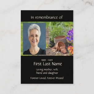Memorial Photo Gardening Gardener  Business Card