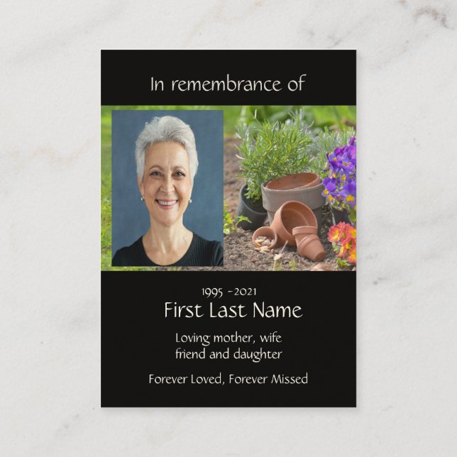 Memorial Photo Gardening Gardener  Business Card (Back)