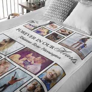 Memorial Photo Gift   Forever in our Hearts Fleece Blanket