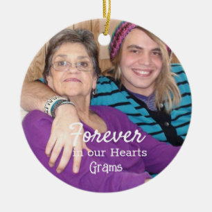 Memorial Photo Gold Snowflakes Christmas Ceramic Tree Decoration