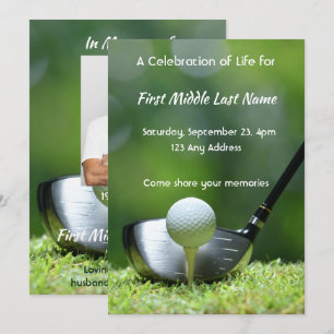 Memorial Photo Golfer Golf Course Golfing Invitation
