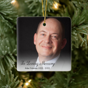 Memorial Photo In Loving Memory Father Ceramic Ornament