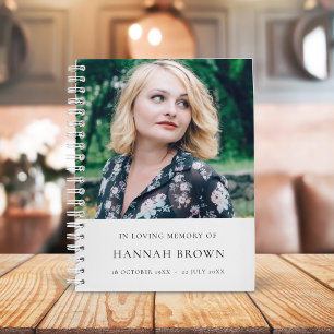Memorial Photo   In Loving Memory Modern Elegant Notebook