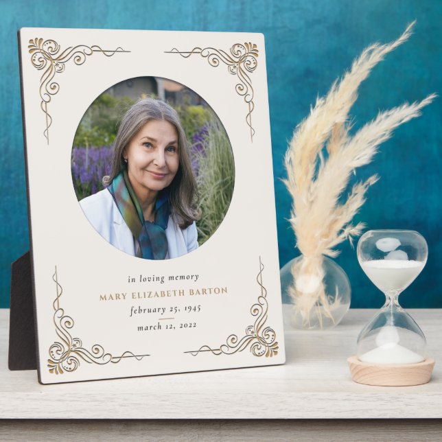 Memorial Photo Ivory Gold Decorative Plaque (Side)