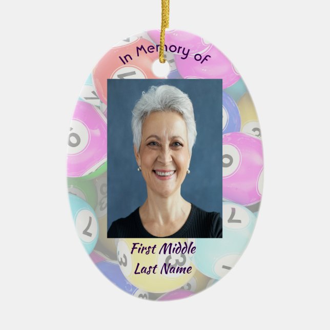  Memorial Photo Keepsake Bingo Game  Ceramic Tree Decoration (Front)