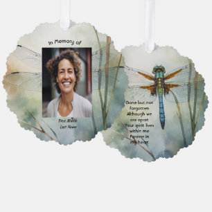 Memorial Photo Keepsake Custom Dragonfly Tree Decoration Card