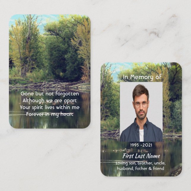 Memorial Photo Keepsake Lake Pond Park Ducks Water Business Card (Front/Back)