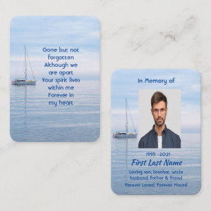 Memorial Photo Keepsake Sailboat Calm Water Business Card