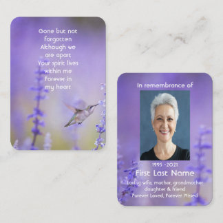 Memorial Photo Lavender Hummingbird Business Card