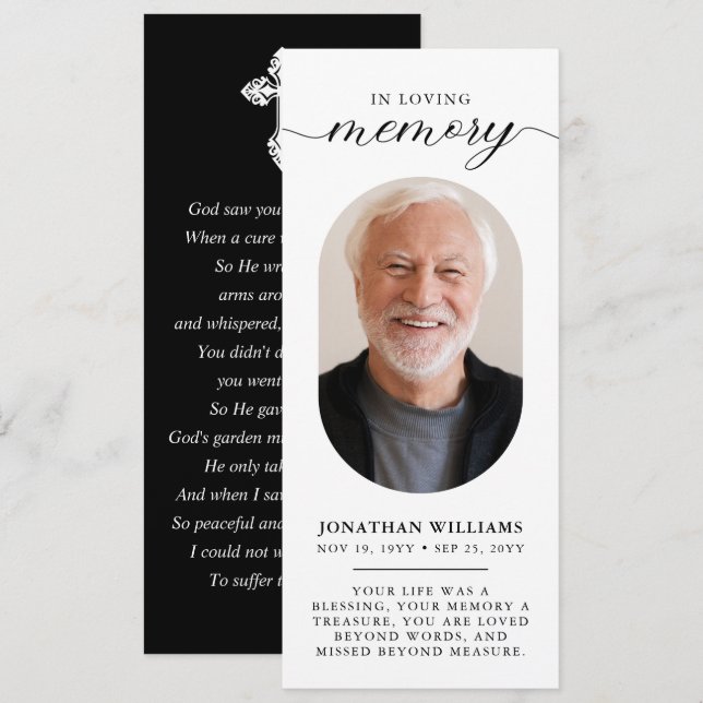 Memorial Photo Minimal Funeral Prayer Card (Front/Back)