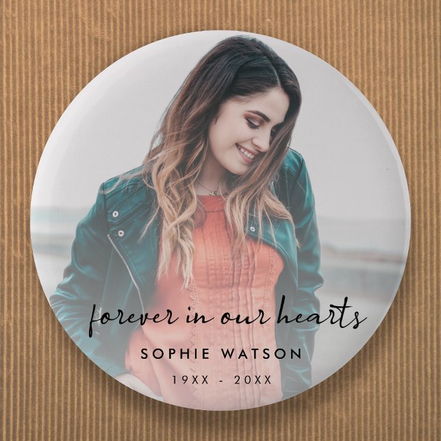 Memorial Photo Modern Stylish Funeral Favor 6 Cm Round Badge (Creator Uploaded)