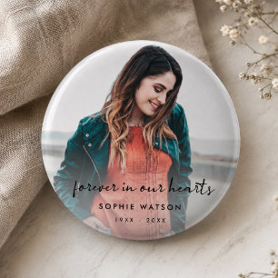 Memorial Photo Modern Stylish Funeral Favour 6 Cm Round Badge