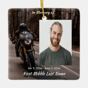  Memorial Photo Motorcycle Biker  Ceramic Ornament