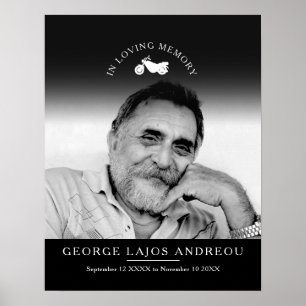Memorial photo motorcycle funeral custom poster